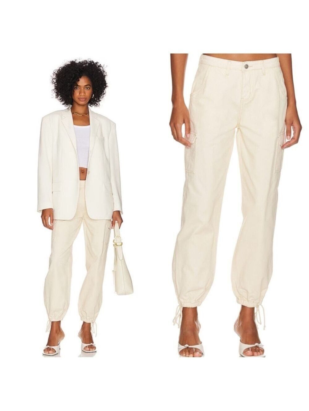 Superdown Kayla Cargo Drawstring Jogger Pants in Khaki